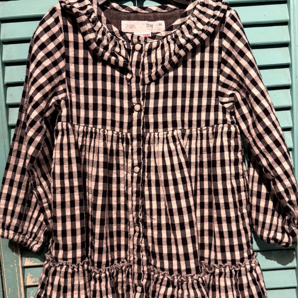 Zara Western Style 18-24 mos Tiered Checked Dress Pearl Snaps